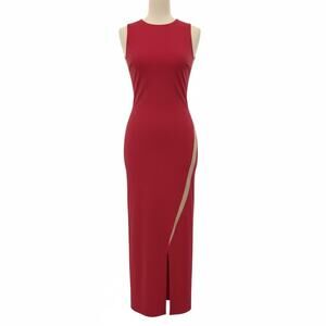 Marcella Nyc Red W/Side Stripe Tank Maxi Dress Sz S $375